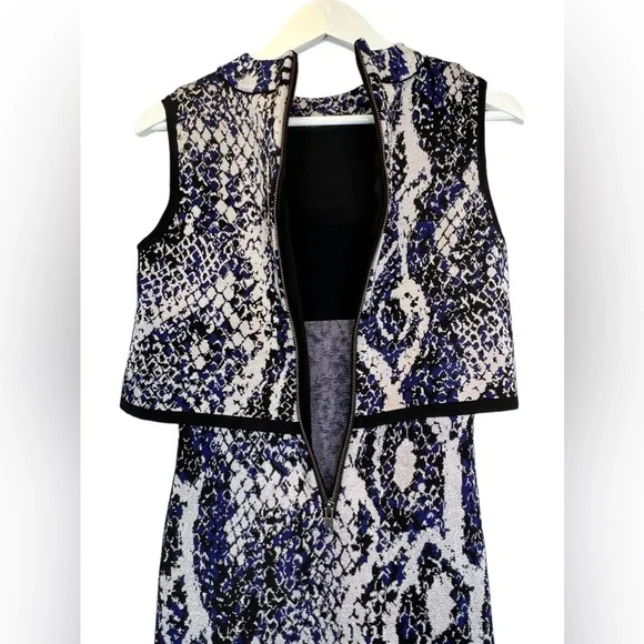 French Connection | NWT Blue Spotlight Sleeveless Snake-Print Dress Sz 6 - Picture 8 of 10
